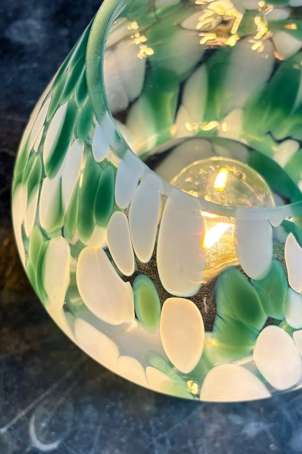 Lámpara De Vidrio Efecto Degradado Blanco Y Verde
