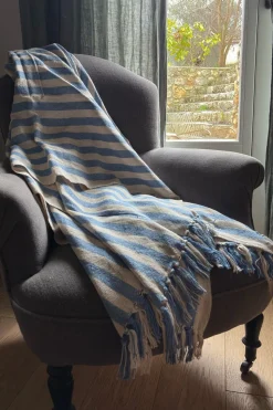Manta Con Diseño De Rayas Azul