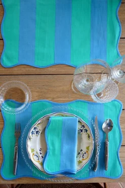 Mantel Individual Rayas Azules Y Verdes