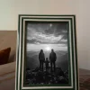 Marco De Fotos De Resina Con Diseño De Rayas Blancas Y Verdes