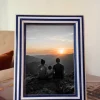 Marco De Fotos De Resina Con Diseño De Rayas Blancas Y Azules