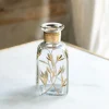 Mini Florero Rectangular De Cristal Con Flores Doradas Pintadas A Mano