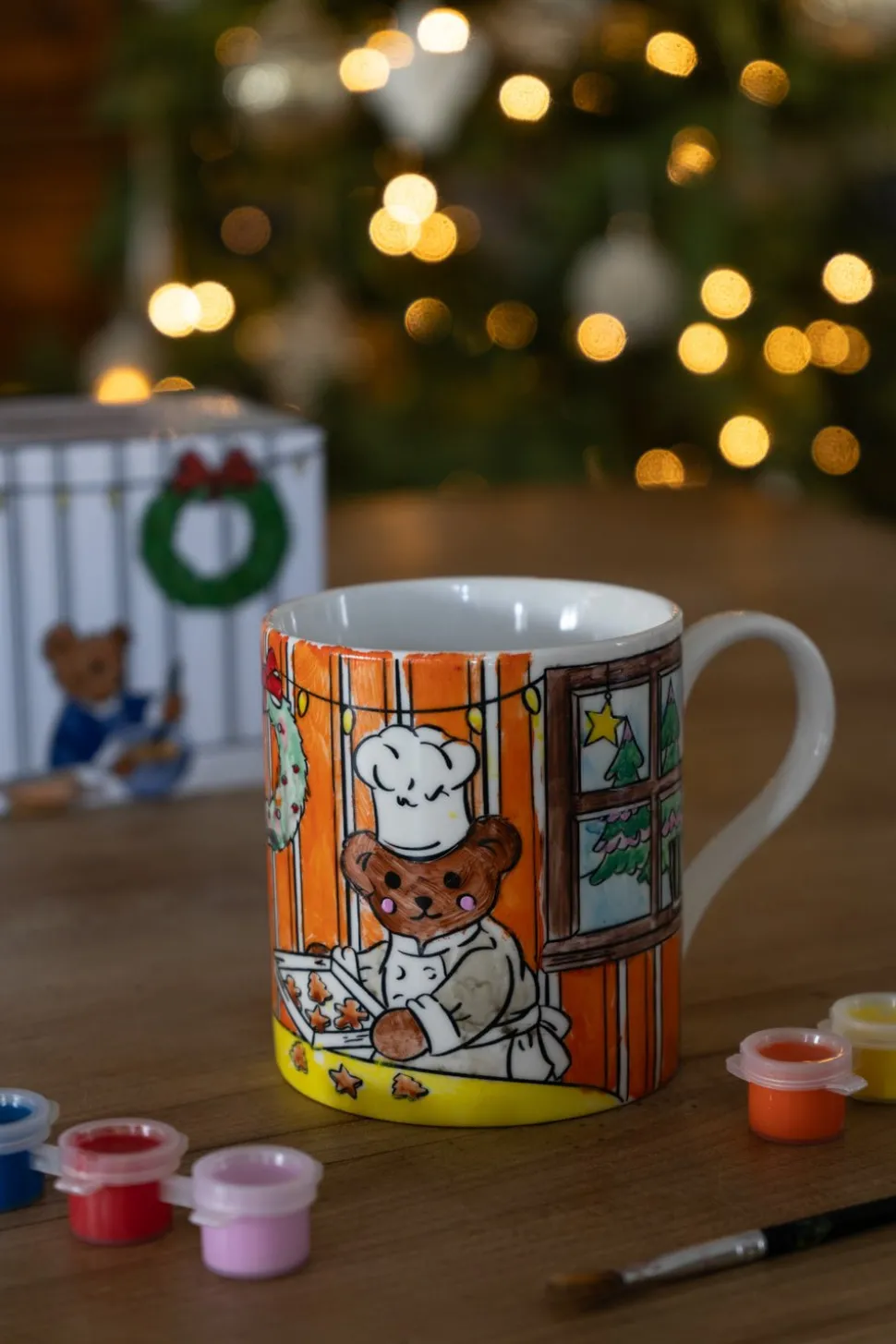 Mug Coloreable Con Diseño De Oso Chef Especial Navidad