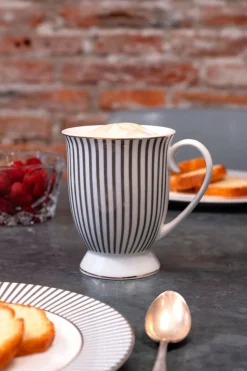 Mug Rayas Blanca Y Gris Cristina Oria