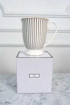 Mug Rayas Blanca Y Gris Cristina Oria