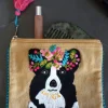 Neceser Bordado A Mano Con Diseño De Perro Beige