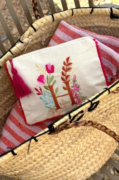 Neceser Con Inicial H Y Flores Bordadas