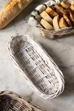 Panera Ovalada De Mimbre Blanca