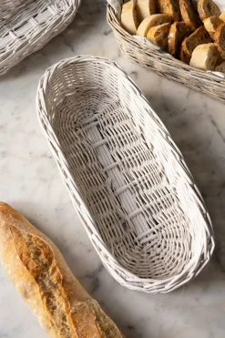 Panera Ovalada De Mimbre Blanca