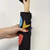 Paraguas Con Diseño Abstracto Marrón Chocolate Y Mango Con Cabeza De Pato