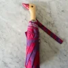 Paraguas Con Diseño Abstracto Rosa Y Morado Y Mango Con Cabeza De Pato