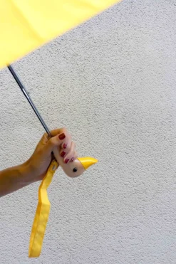 Paraguas Con Diseño Amarillo Y Mango Con Cabeza De Pato