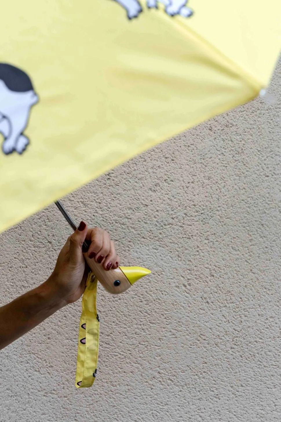 Paraguas Con Diseño De Bulldogs Y Mango Con Cabeza De Pato