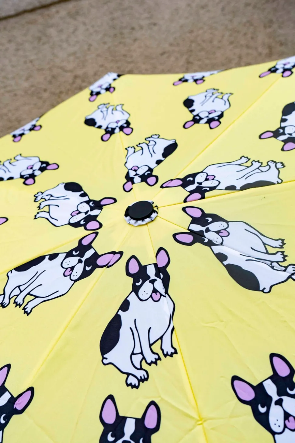 Paraguas Con Diseño De Bulldogs Y Mango Con Cabeza De Pato