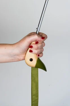 Paraguas Con Diseño Verde Oliva Y Mango Con Cabeza De Pato