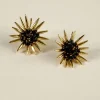 Pendientes Dorados Con Diseño De Girasoles Negros