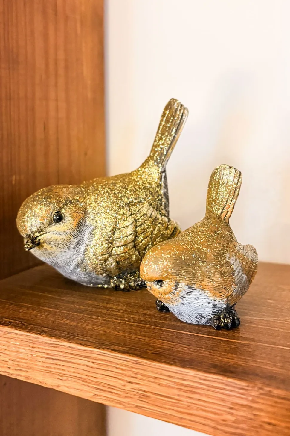Pájaro Decorativo Con Acabado Dorado Pequeño