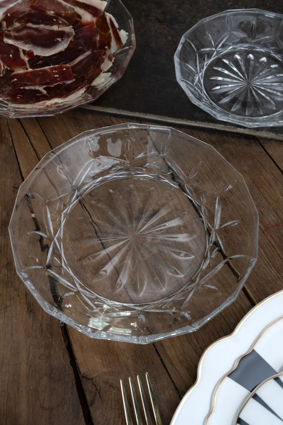 Plato De Cristal Diseño Espiga Mediano