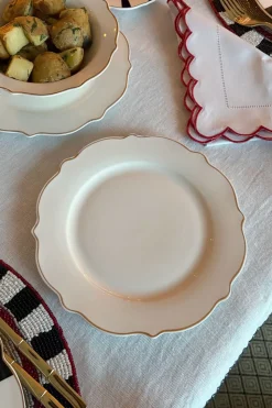 Plato De Postre Blanco Con Filo Dorado