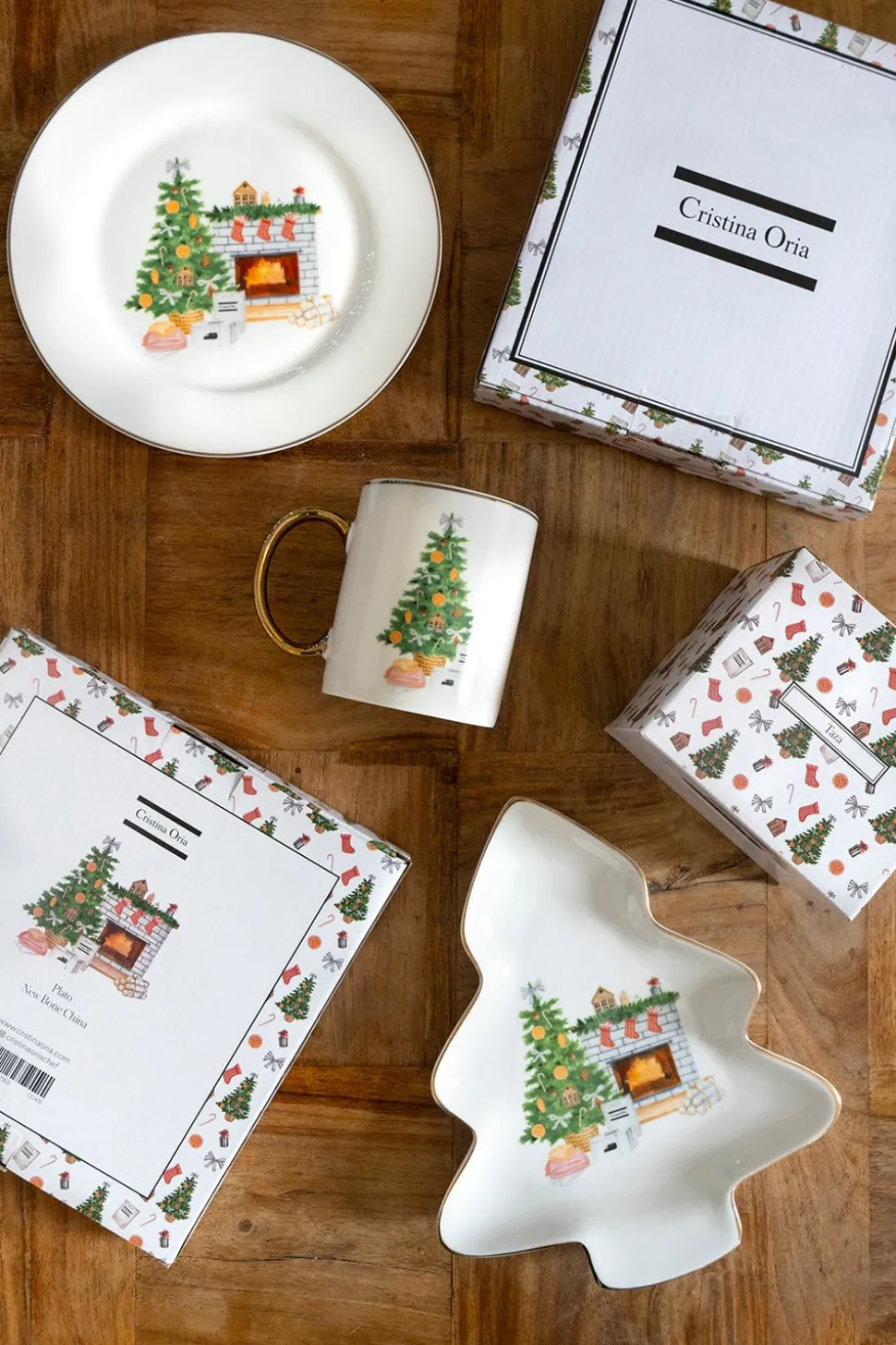 Plato De Postre Con Diseño De Árbol De Navidad Co