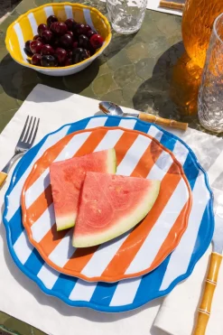 Plato De Postre De Melamina Rayas Naranjas
