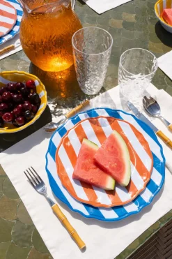 Plato De Postre De Melamina Rayas Naranjas