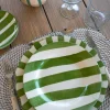 Plato De Postre Rayas Verdes