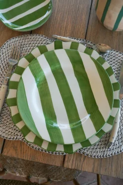 Plato De Postre Rayas Verdes