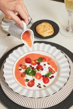 Plato Hondo Blanco Y Gris Cristina Oria