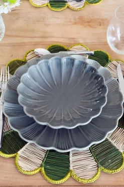 Plato Hondo De Cerámica Flor Gris