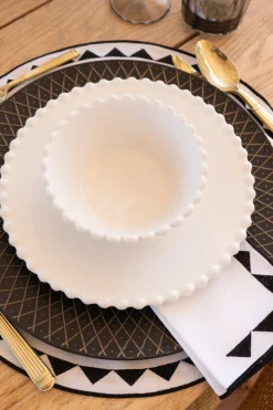 Plato Hondo De Porcelana Diseño Bolitas