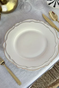 Plato Llano Blanco Con Filo Dorado