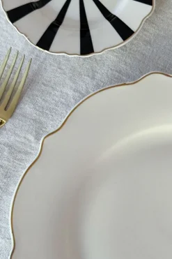 Plato Llano Blanco Con Filo Dorado