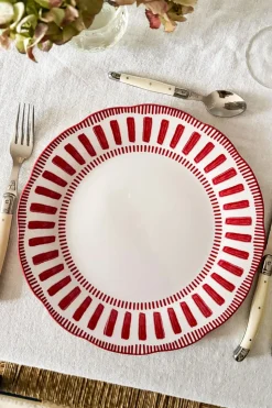 Plato Llano Con Diseño Rojo Y Blanco