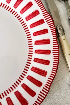 Plato Llano Con Diseño Rojo Y Blanco