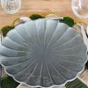 Plato Llano De Cerámica Flor Gris