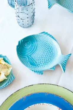 Plato Mediano Pez Azul Cerámica