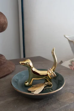 Porta Anillos Perro Dorado