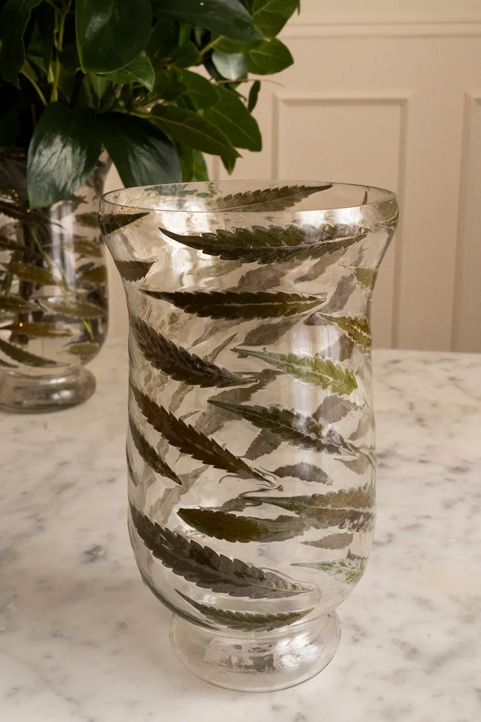 Portavela Cristal Hojas Otoño Con Base