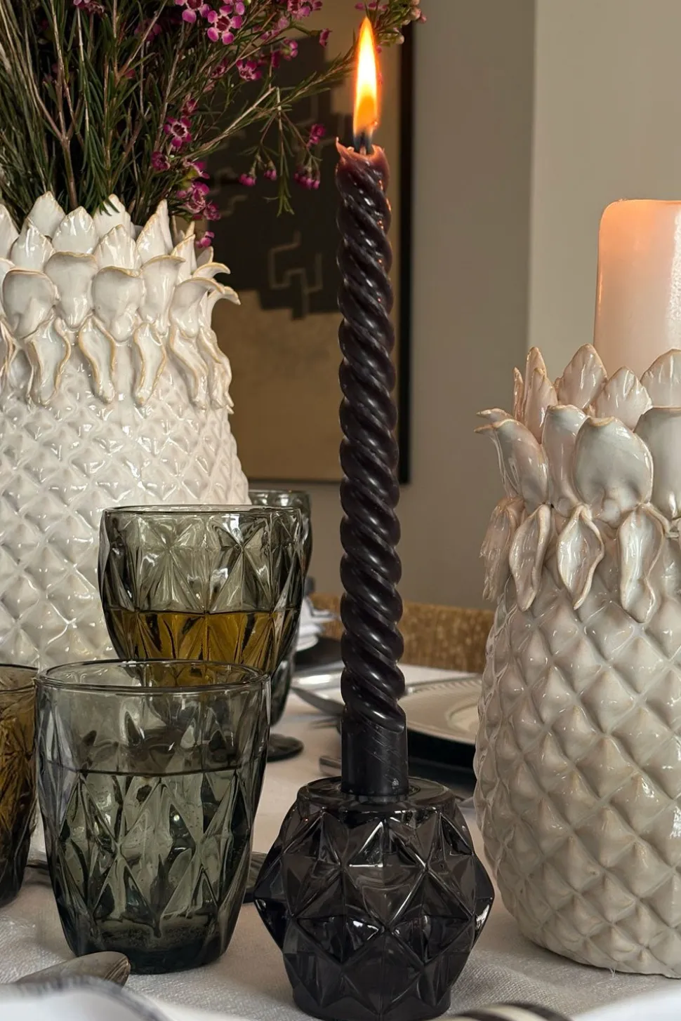 Portavelas Con Diseño De Diamante Negro