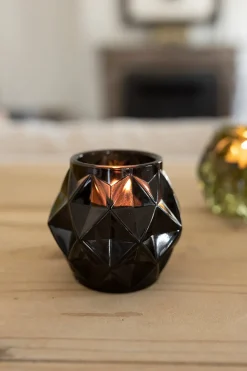 Portavelas Con Diseño De Diamante Negro