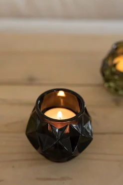 Portavelas Con Diseño De Diamante Negro