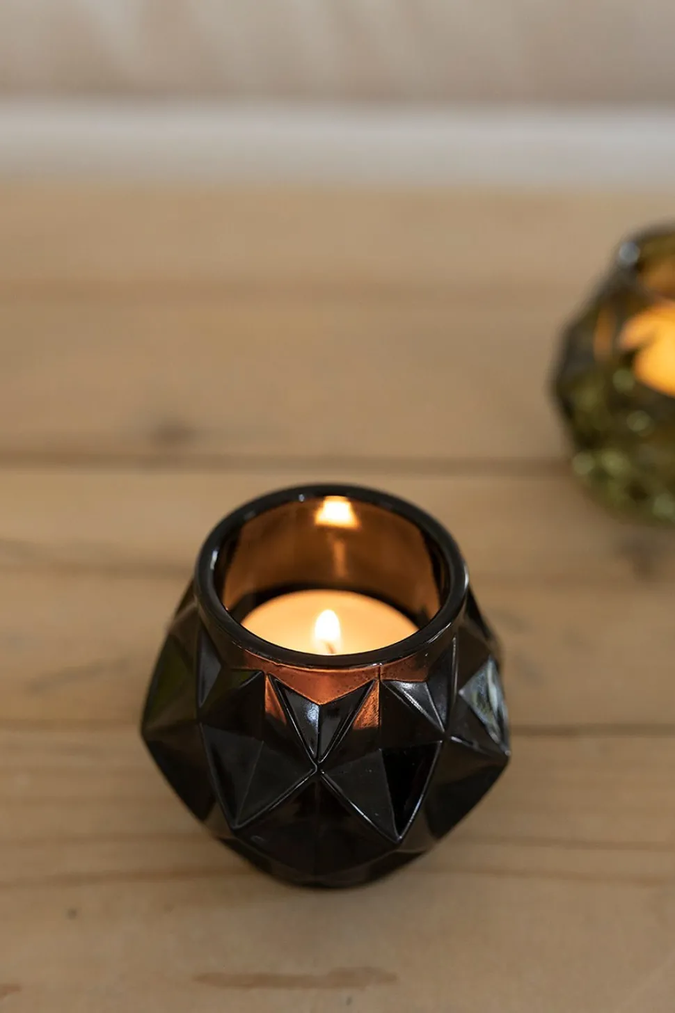 Portavelas Con Diseño De Diamante Negro