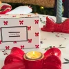 Portavelas Con Diseño De Lazo Rojo Grande