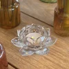 Portavelas De Cristal Con Diseño De Flor Transparente