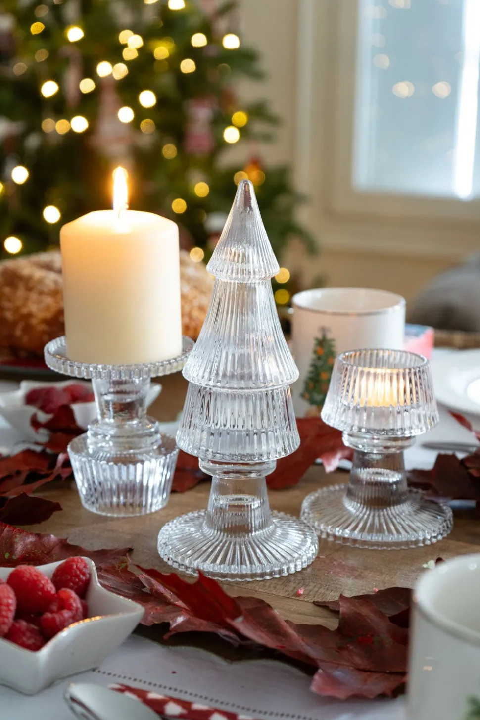 Portavelas De Cristal Con Tapa Con Diseño De Árbol Transparente