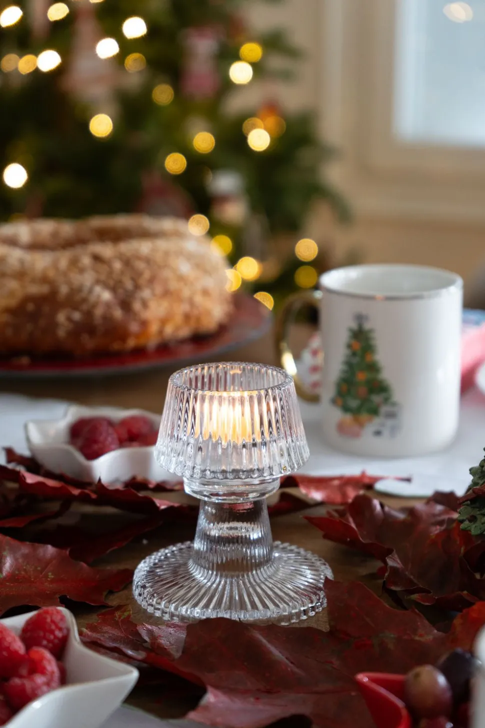 Portavelas De Cristal Con Tapa Con Diseño De Árbol Transparente