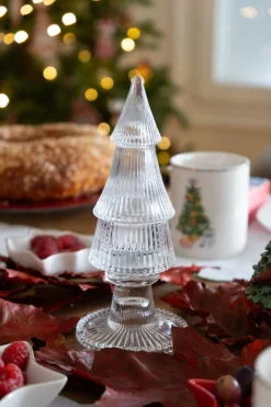 Portavelas De Cristal Con Tapa Con Diseño De Árbol Transparente