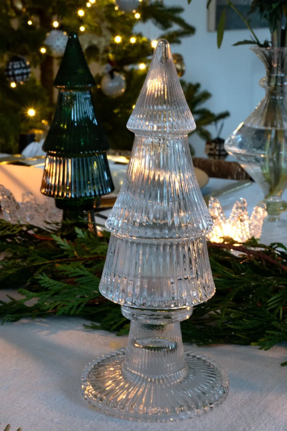 Portavelas De Cristal Con Tapa Con Diseño De Árbol Transparente