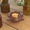 Portavelas De Cristal Con Diseño De Flor Coral